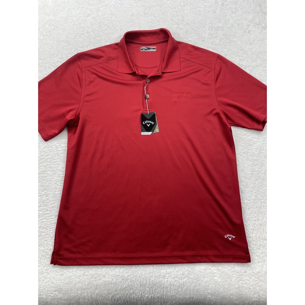 Callaway Golf Southern Comfort Polo Mens Large Red Performance‎ Short Sleeve